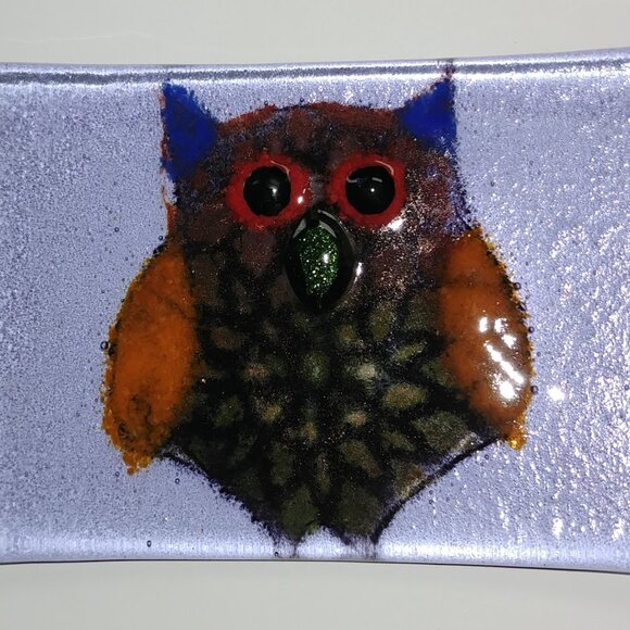 Handmade Fused Glass Owl Dish - Picture 2 of 7